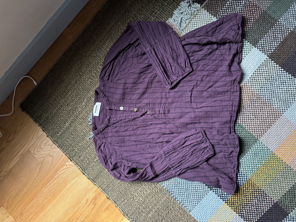 Pietsie Purple Striped Peasant Blouse Sz S